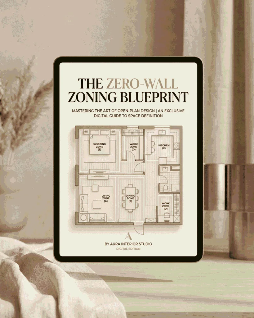 zero wall zoning blueprint image show a tablet and layout present on the screen.